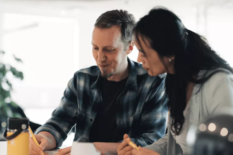 two people talking 